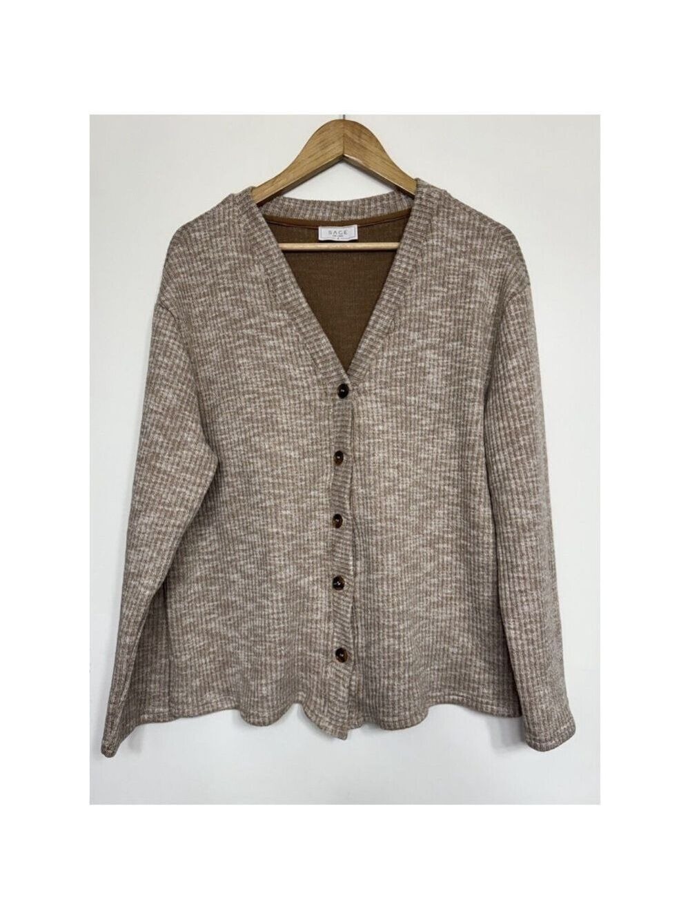 Sage The Label Button Front Cardigan Neutral Minimalist Light Academia Casual